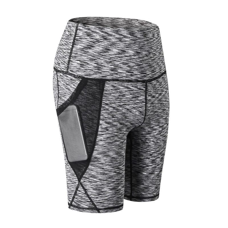 Gym Shorts Women High Waist Compression Quick Dry Yoga Shorts Fitness Running Push Up Shorts Pockets Design