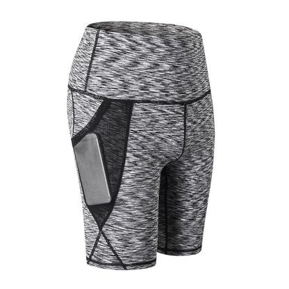 Gym Shorts Women High Waist Compression Quick Dry Yoga Shorts Fitness Running Push Up Shorts Pockets Design