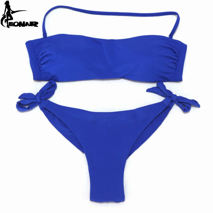 Bikini Solid Women Swimsuit  Brazilian Cut Bottom Bikini Set Push Up Swimwear Femme Bathing Suits Sport Beach Wear
