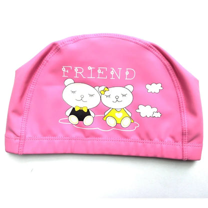Kids Children Swimming Cap Waterproof PU Fabric Cute Cartoon Animal Dolphin Protect Ears Long Hair Boys Girls Swim Pool Caps Hat