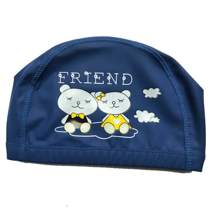 Kids Children Swimming Cap Waterproof PU Fabric Cute Cartoon Animal Dolphin Protect Ears Long Hair Boys Girls Swim Pool Caps Hat