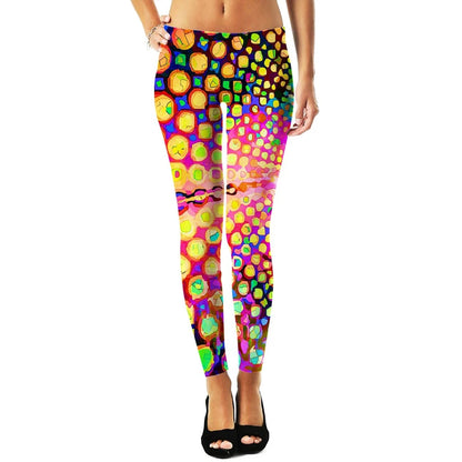 Women Leggings Fashion 3D Digital Printing Candy Lips/Straws Leggings Elastic Female Skinny Leggings