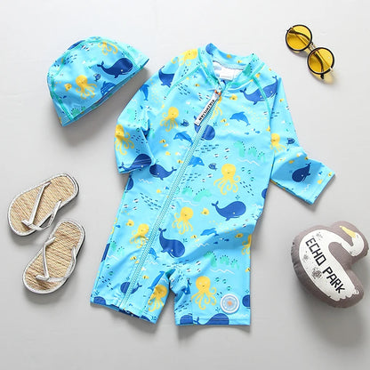 Kids Bathing Suits UV Protection Swimsuit Baby Boy Long Sleeve Swimwear for Children Swimming Suit Child Beach Pool Clothes