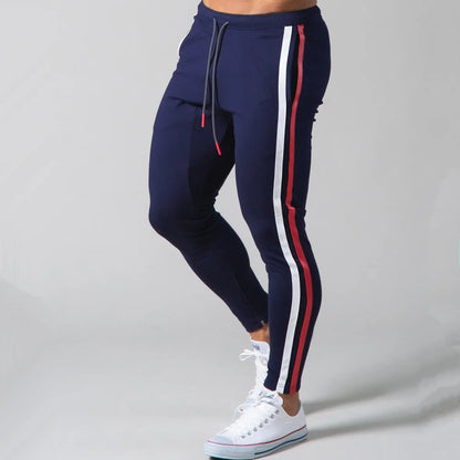 Red Casual Pants Men Cotton Slim Joggers Sweatpants Autumn Training Trousers Male Gym Fitness Bottoms Running Sports Trackpants