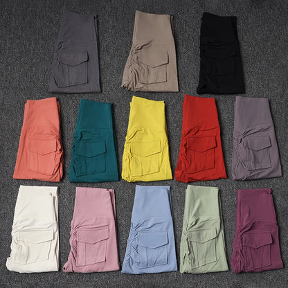 Nylon Leggings Women's Pants Sport Yoga Pants Tight High Waist Elastic Women's Panties Pocket legging