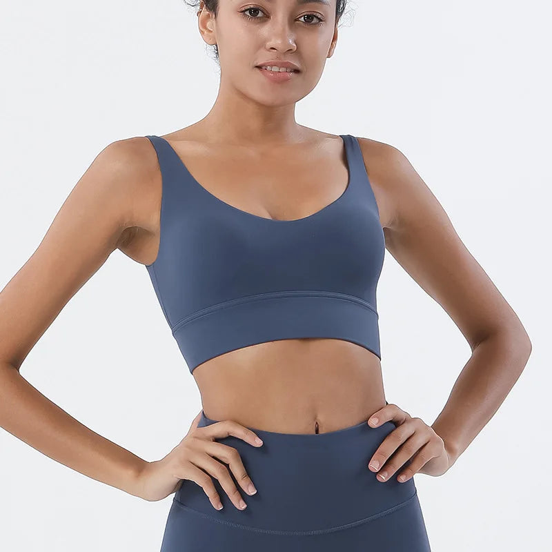 Nylon Bra Top Women Gym Tight Sports Bra Fitness Yoga Women's Underwear Chest Pad Removable Anti-shake Bra 15 Colors