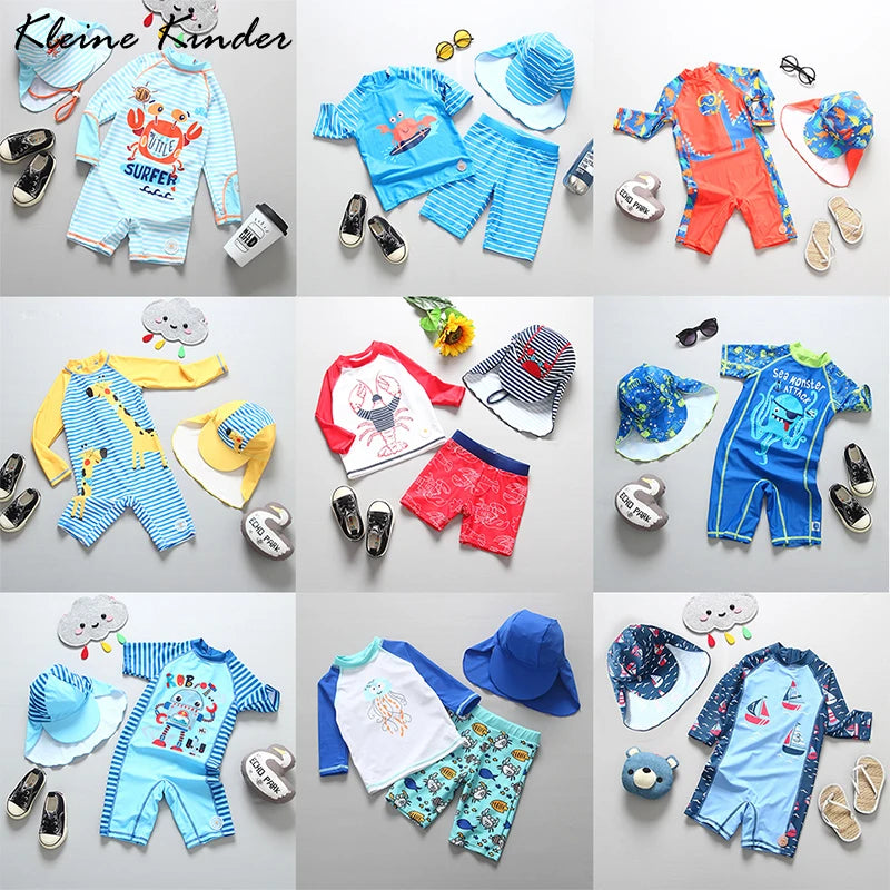 Kids Bathing Suits UV Protection Swimsuit Baby Boy Long Sleeve Swimwear for Children Swimming Suit Child Beach Pool Clothes