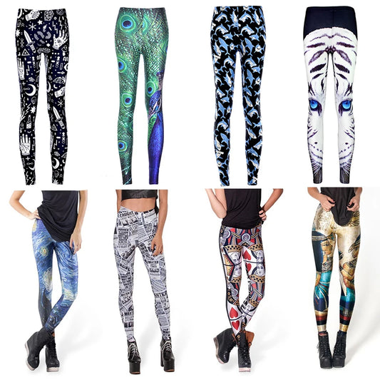 Women Legging Tiger Shark Star Art Printing Fitness leggings Fashion Slim High Waist Leggings Woman Pants Christmas Gift