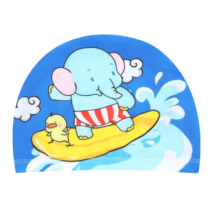 Children Cartoon Swimming Cap Kids Elastic Fabric Swimming Pool Water Sport Protect Ears Hat Swim Bathing Hats Caps Boys Girls