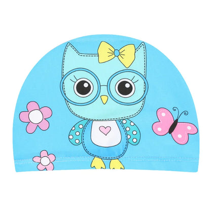 Children Cartoon Swimming Cap Kids Elastic Fabric Swimming Pool Water Sport Protect Ears Hat Swim Bathing Hats Caps Boys Girls