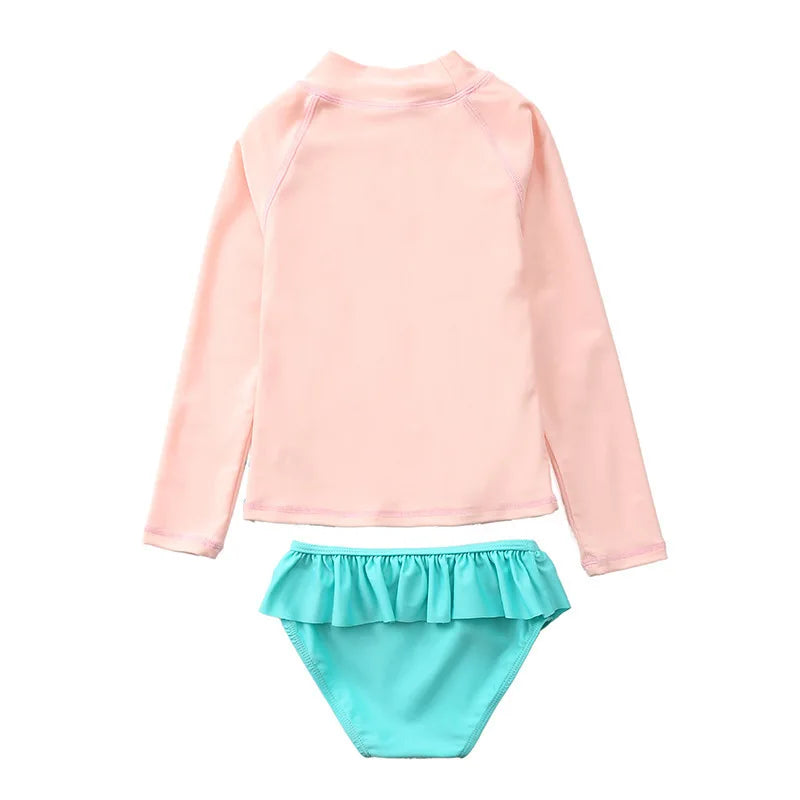 Swimsuit for Girls Unicorn Rash Guards Two Pieces Long Sleeve Children Swimwear Beach Wear Kids Toddler Baby Girl Bathing Suit