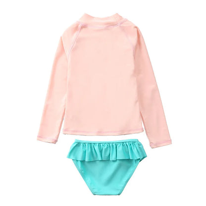 Swimsuit for Girls Unicorn Rash Guards Two Pieces Long Sleeve Children Swimwear Beach Wear Kids Toddler Baby Girl Bathing Suit