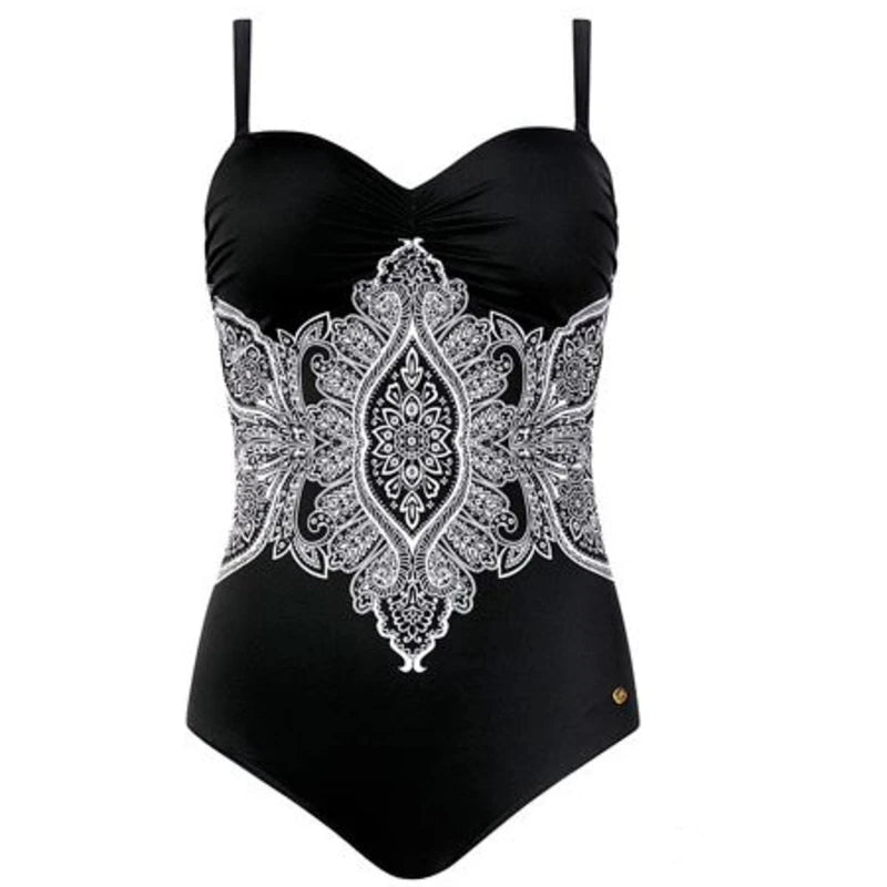 Floral Large Size Swimwear With Push Up Plus Size One-piece Female Swimsuit Closed Body Bathing Suits Women Swim Beach Pool