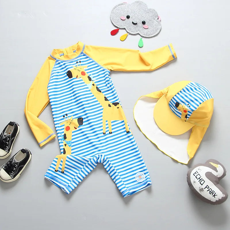 Kids Bathing Suits UV Protection Swimsuit Baby Boy Long Sleeve Swimwear for Children Swimming Suit Child Beach Pool Clothes