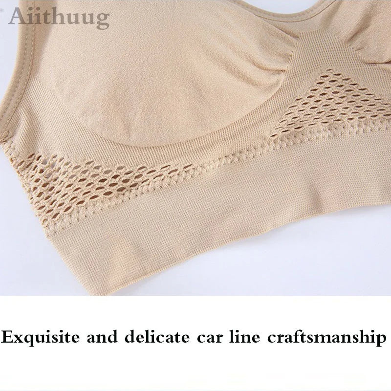 6XL Racerback Sports Bra for Women - Comfortable Sleep Bra Seamless Workout Yoga Bra Plus Size Breathable Mesh Workout