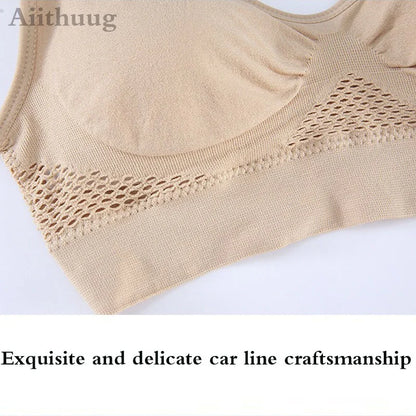 6XL Racerback Sports Bra for Women - Comfortable Sleep Bra Seamless Workout Yoga Bra Plus Size Breathable Mesh Workout