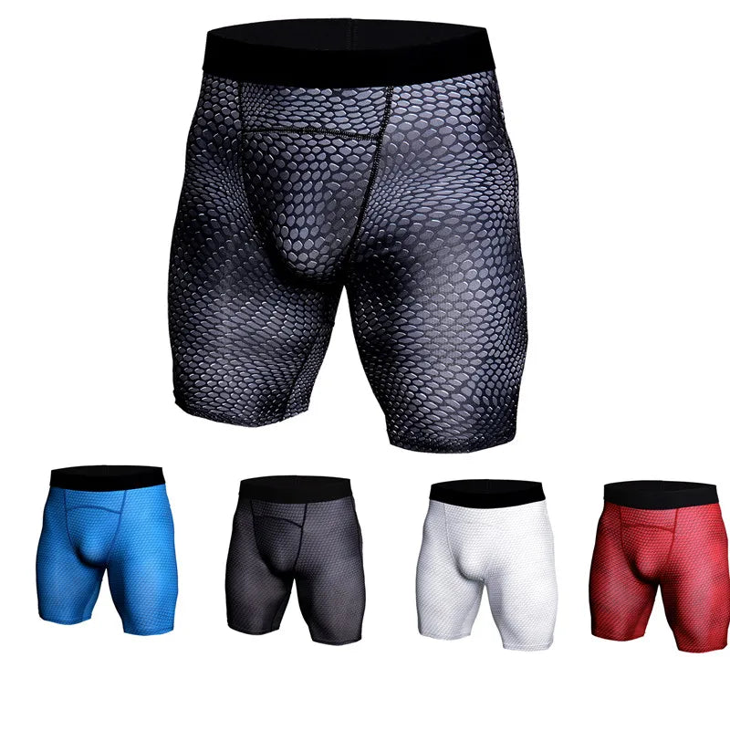 Mens Bodybuilding Fitness Tights Quick Dry Sportswear Gym Leggings MMA Workout Training Running Sports Pants Compression Shorts