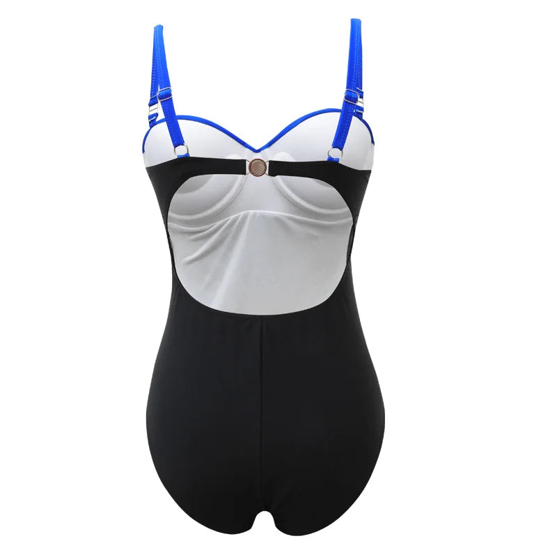 One Piece Swimsuit Closed Large Size Print Swimwear Women Flower Push Up Swimsuits Body Female Beach Bathing Suit XXL