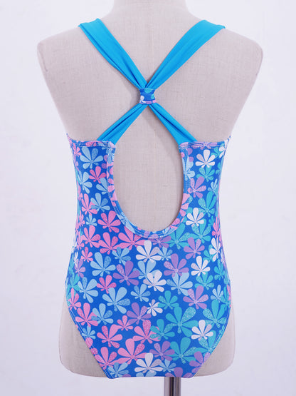 Little Girls Mermaid Fish Scales Swimsuit Sleeveless Cartoon Print One-piece Swimwear Summer Beachwear Bathing Suit