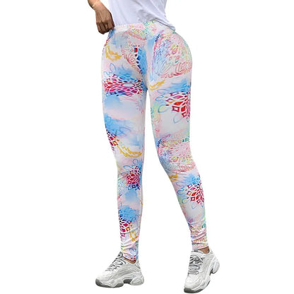 High Waist Yoga Pants Women Body Building Sports Leggings Female Hip Push Up Fitness Pants Ankle-length Printing Leggins