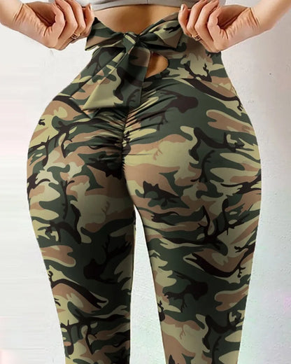 Butterfly Print Leggings Cute Bow High Waist Fitness Pants Hip Lift Workout Leggins Leopard Push Up Leggin