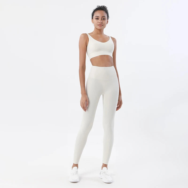 Nylon Tracksuits Women's Yoga Set Sports Suit Gym Fitness Bra Leggings Women Lounge Wear Crop Tops 18 Colors