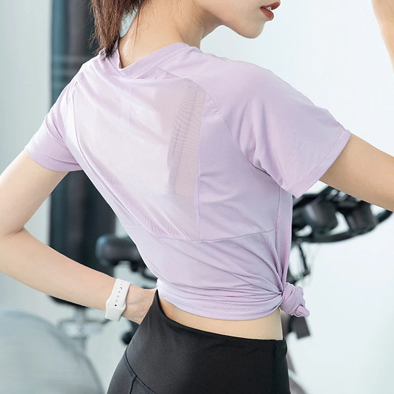 Aiithuug Short Sleeve Workout Tops for Women Stretchy Slim Fit Running Sports Shirts Dry Fit Mesh Yoga Gym Top  Fit T-Shirt