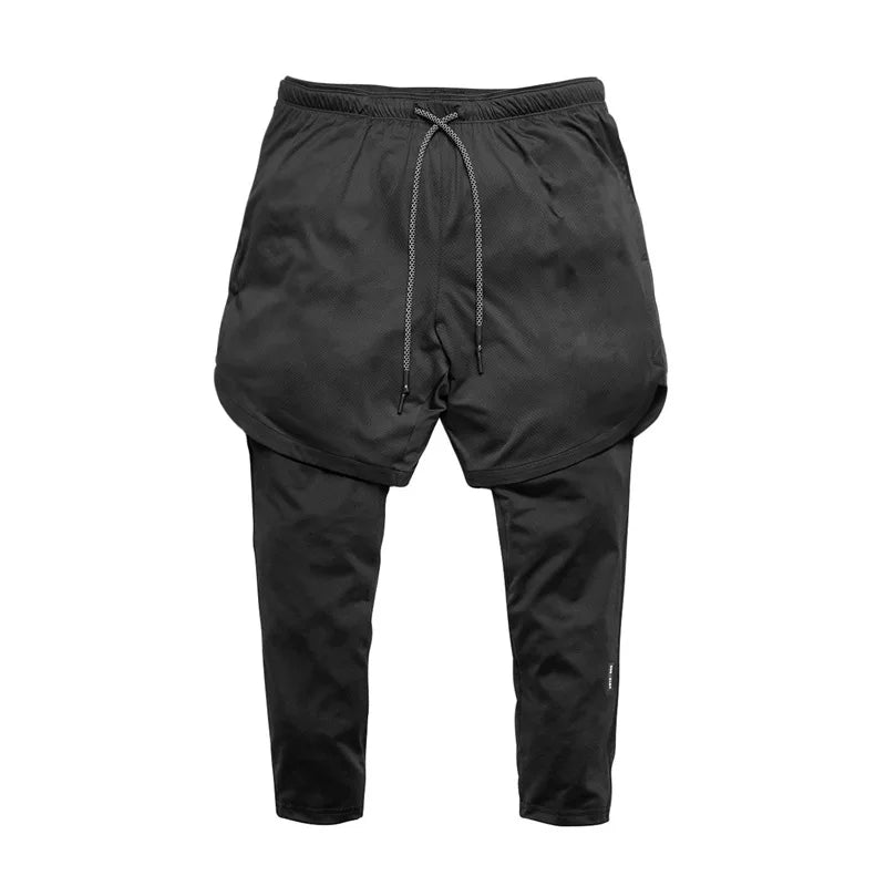 Men’s 2 In 1 Running Pants Jogging Quick Drying Training Sport Pants Double Layer Sweatpants Beach Board Gym Fitness Pant