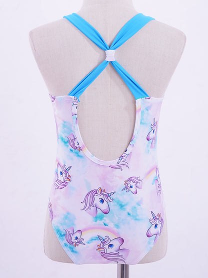 4-16 Years Girls Swimsuit Summer Brazilian Beach Swimming Suits Wear Shoulder Straps One-Piece Swimsuits for Kids Girls Swimwear