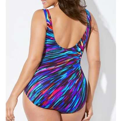 Colour Print One Piece Large Swimsuits Body Closed Plus Size Swimwear Female Bathing Suit For Pool Beach Women's Swimming Suit