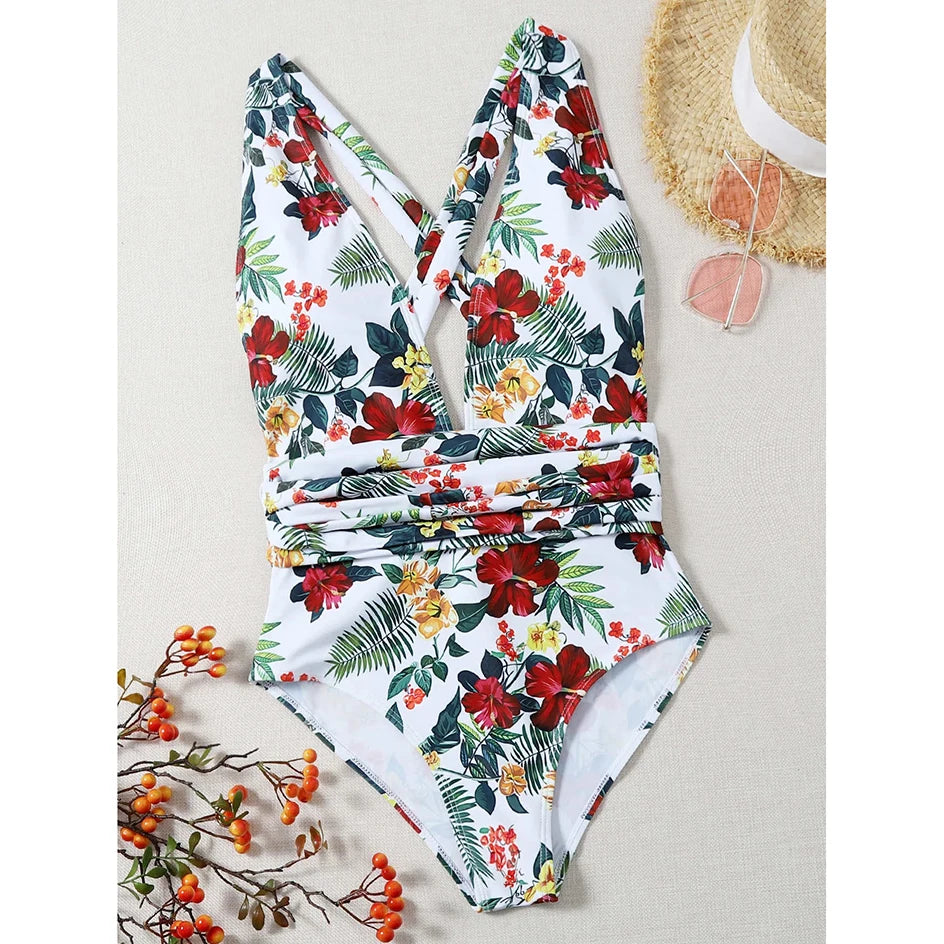Swimwear Women One Piece Swimsuit Tie Dye Bathing Suit Woman Bodysuit Bandage Cross Swimming for Beach Wear Monokini