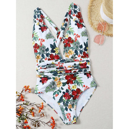 Swimwear Women One Piece Swimsuit Tie Dye Bathing Suit Woman Bodysuit Bandage Cross Swimming for Beach Wear Monokini