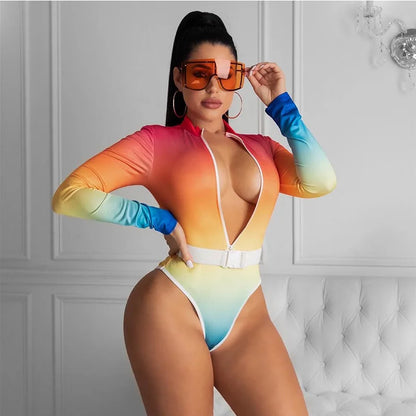 Surfing Sport Long Sleeves Swimsuit For Women Floral Printed High Quality Swimwear Patchwork Bathing Suit Tropical Summer