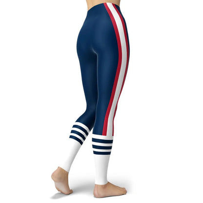 Printed Women's Sport Leggings Femme Fresh Color Striped Elastic Workout Blue Legging Outdoor Clothes