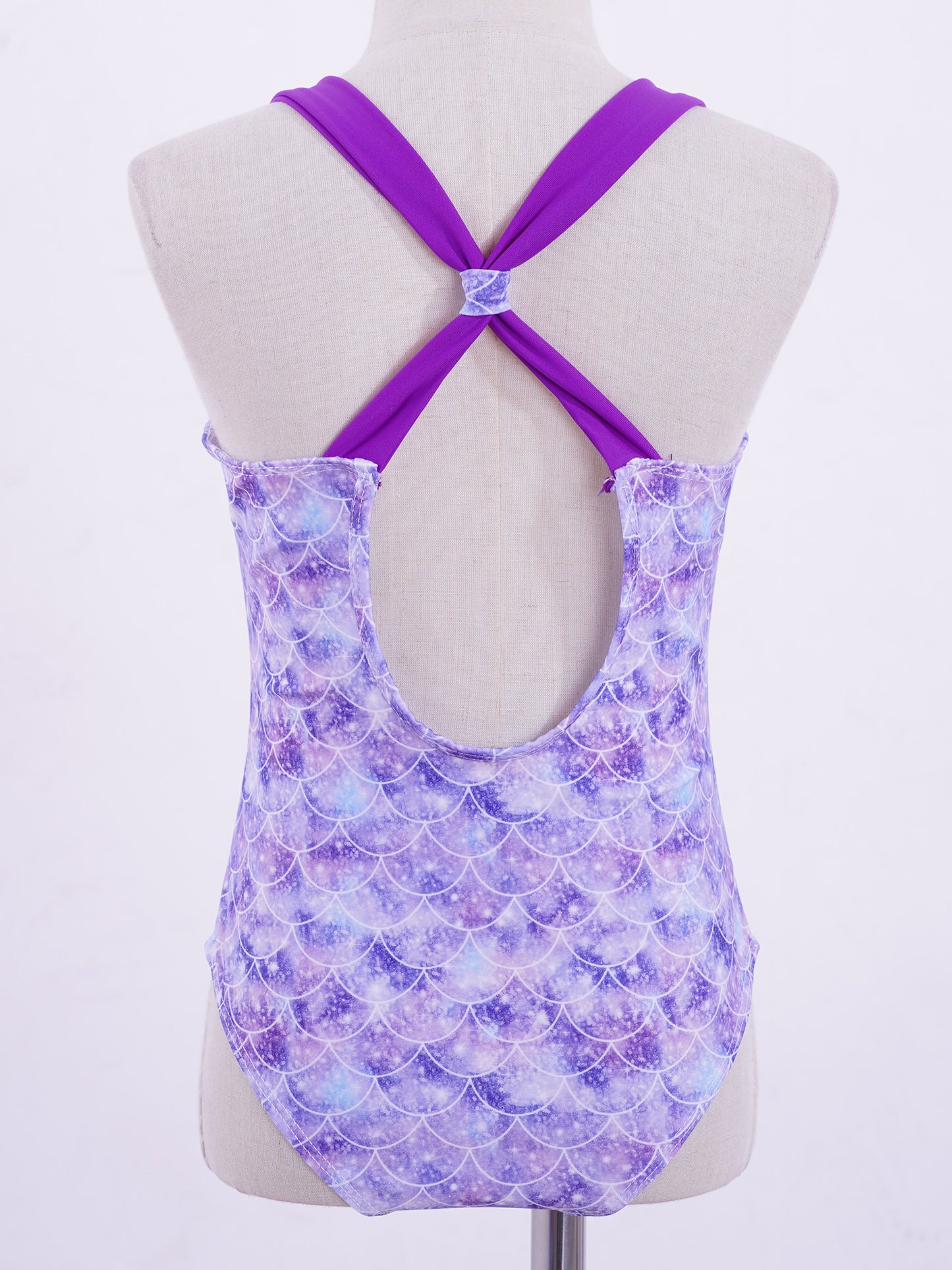 Little Girls Mermaid Fish Scales Swimsuit Sleeveless Cartoon Print One-piece Swimwear Summer Beachwear Bathing Suit