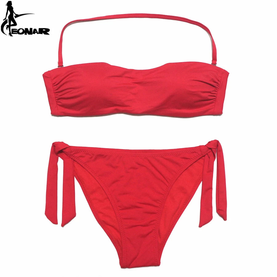 Bikini Solid Women Swimsuit  Brazilian Cut Bottom Bikini Set Push Up Swimwear Femme Bathing Suits Sport Beach Wear