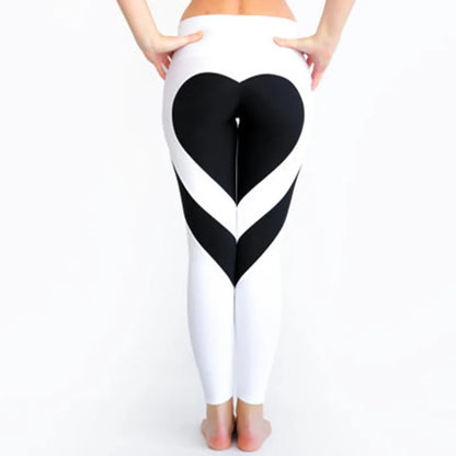 Heart Shape Digital Printing Nine Points Sport Trousers Fashion Women's Yoga High Waist Tight Hips Casual Leggings