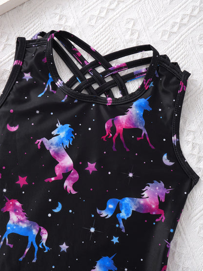 Kids Girls Print One-piece Swimsuit Fish Scales Mermaid Bodysuit Swimwear Pool Party Water Park Bathing Suit for Beach Vacation