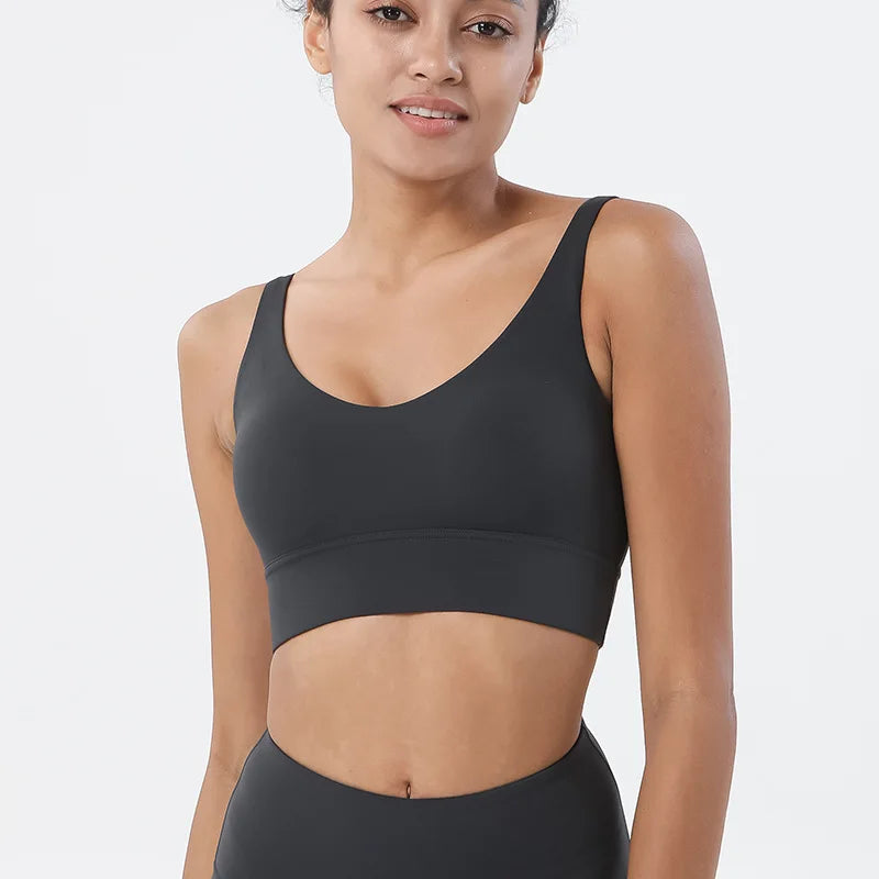 Nylon Bra Top Women Gym Tight Sports Bra Fitness Yoga Women's Underwear Chest Pad Removable Anti-shake Bra 15 Colors