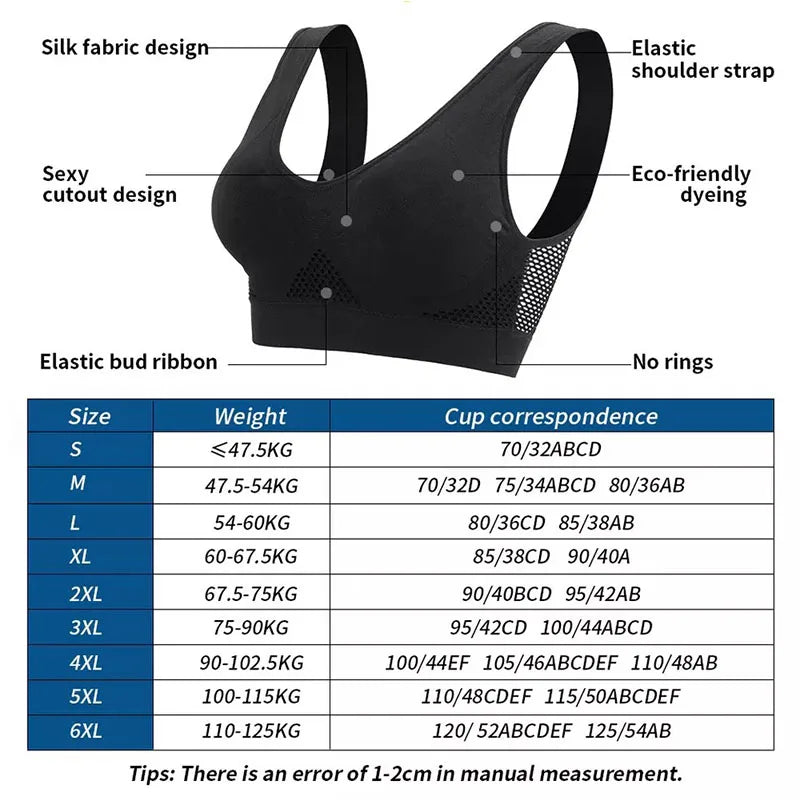 6XL Racerback Sports Bra for Women - Comfortable Sleep Bra Seamless Workout Yoga Bra Plus Size Breathable Mesh Workout