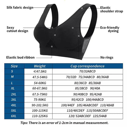 6XL Racerback Sports Bra for Women - Comfortable Sleep Bra Seamless Workout Yoga Bra Plus Size Breathable Mesh Workout