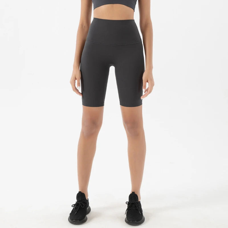Nylon Women's Shorts Gym Yoga Cycling Shorts High Waist Elastic Breathable No T Line Fitness Womens Clothing 24 Colors