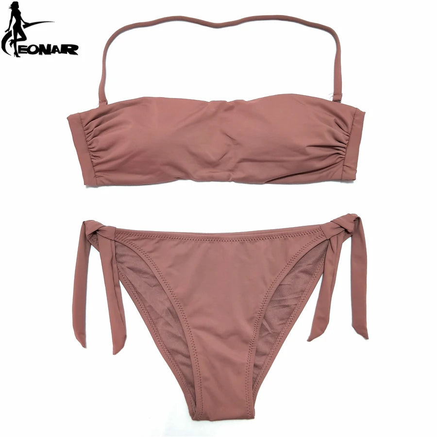 Bikini Solid Women Swimsuit  Brazilian Cut Bottom Bikini Set Push Up Swimwear Femme Bathing Suits Sport Beach Wear