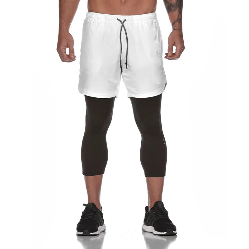 Men’s 2 In 1 Running Pants Jogging Quick Drying Training Sport Pants Double Layer Sweatpants Beach Board Gym Fitness Pant