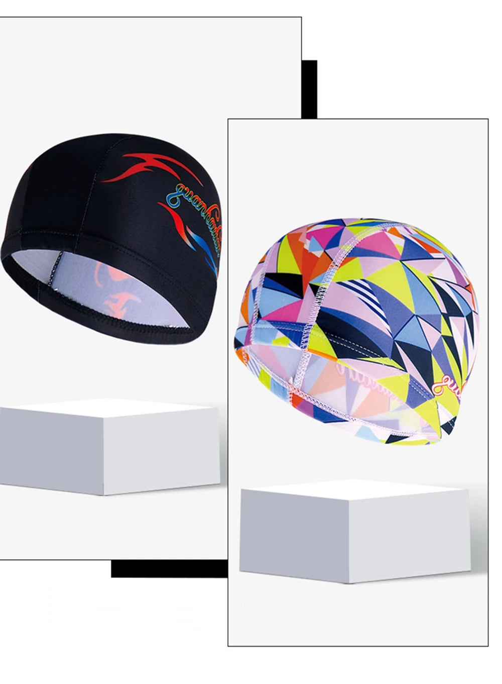Men Women Fabric Swimming Caps Multi Colors Patterns Printed Swim Pool Water Sports Bathing Hat Elastic Nylon Swim Cap for Adults