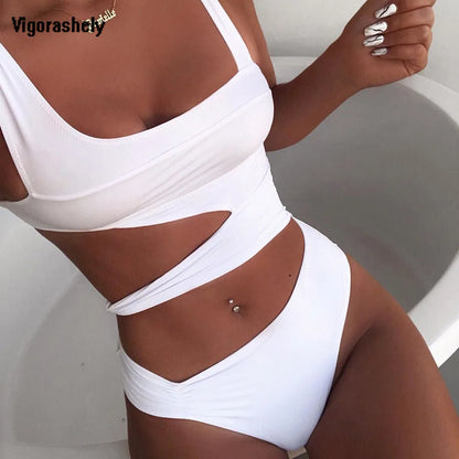 Color Print Swimwear Women Bandage Monokini One Piece Swimsuit Female Push Up Bathing Suit Swim Wear