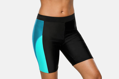 Attraco Women Sports Swimming Trunks Ladies Bikini Bottom Boy Shorts Swimwear Briefs Slim Patchwork Skinny Swim Shorts