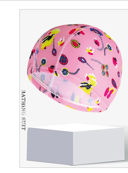 Men Women Fabric Swimming Caps Multi Colors Patterns Printed Swim Pool Water Sports Bathing Hat Elastic Nylon Swim Cap for Adults