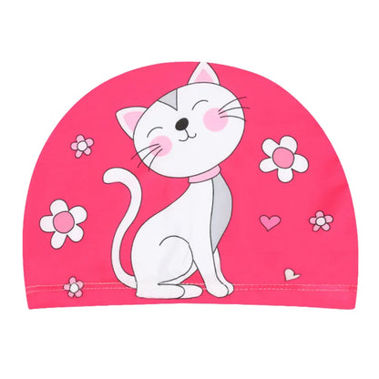 Children Cartoon Swimming Cap Kids Elastic Fabric Swimming Pool Water Sport Protect Ears Hat Swim Bathing Hats Caps Boys Girls