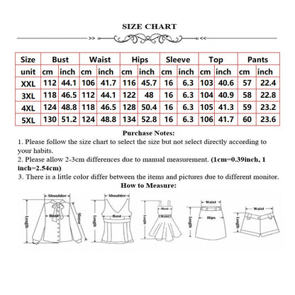 Plus Size Women Clothing Two Piece Set 4xl Summer Slip HemTop Shorts Suit Casual Tracksuit Streetwear